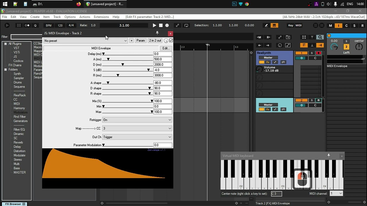 Reaper MIDI Envelope