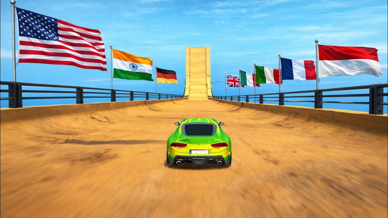 🚗 Extreme car ramp jump challenge🌎 USA 🇺🇸 | India 🇮🇳 | Germany 🇩🇪 | Italy 🇮🇹 | UK 🇬🇧 | France 🇫🇷 | 