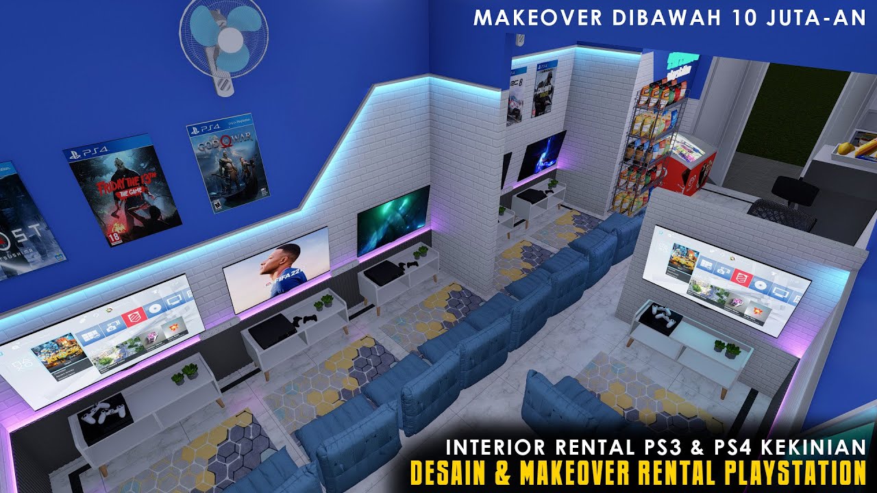 MAKEOVER RENTAL PS | DESAIN RENTAL PS3 & PS4 KEKINIAN BIKIN BETAH DAN NYAMAN DI DALAMNYA