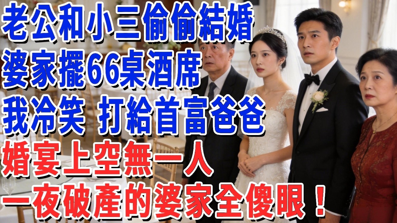 老公和小三偷偷結婚，婆家擺66桌酒席，我冷笑 打給首富爸爸後，婚宴上空無一人，一夜破產的婆家全傻眼！#妮妮故事會 #情感故事 #老年生活