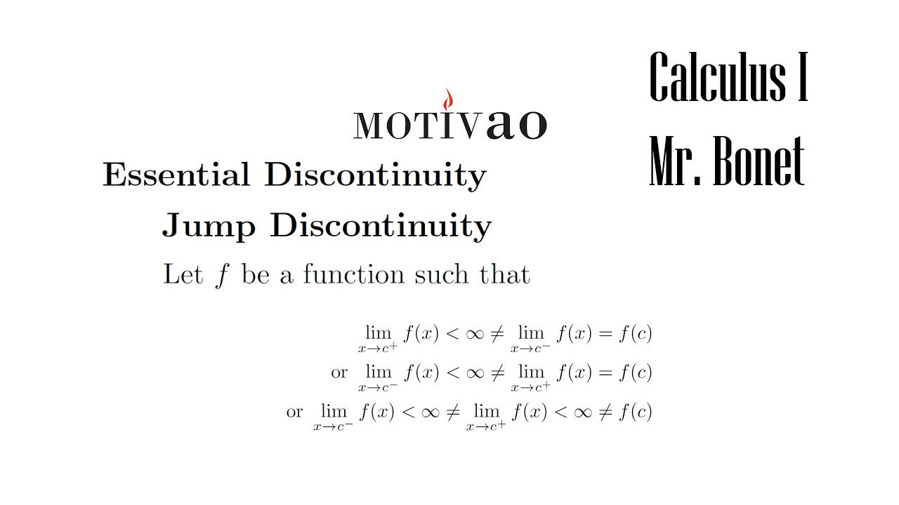 Calculus | Discontinuity | Essential Discontinuity | Jump Discontinuity