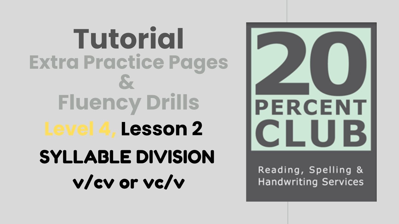 Barton Level 4, Lesson 2. Extra Practice Pages & Fluency Drills for Syllable Division.  c/vc & cv/c