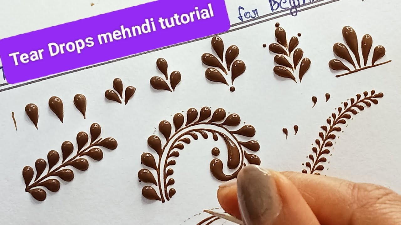 मेंहदी से teardrops कैसे बनाए|| teardrops बनाना सीखे |  easy teardrop mehndi design for beginners 🌹
