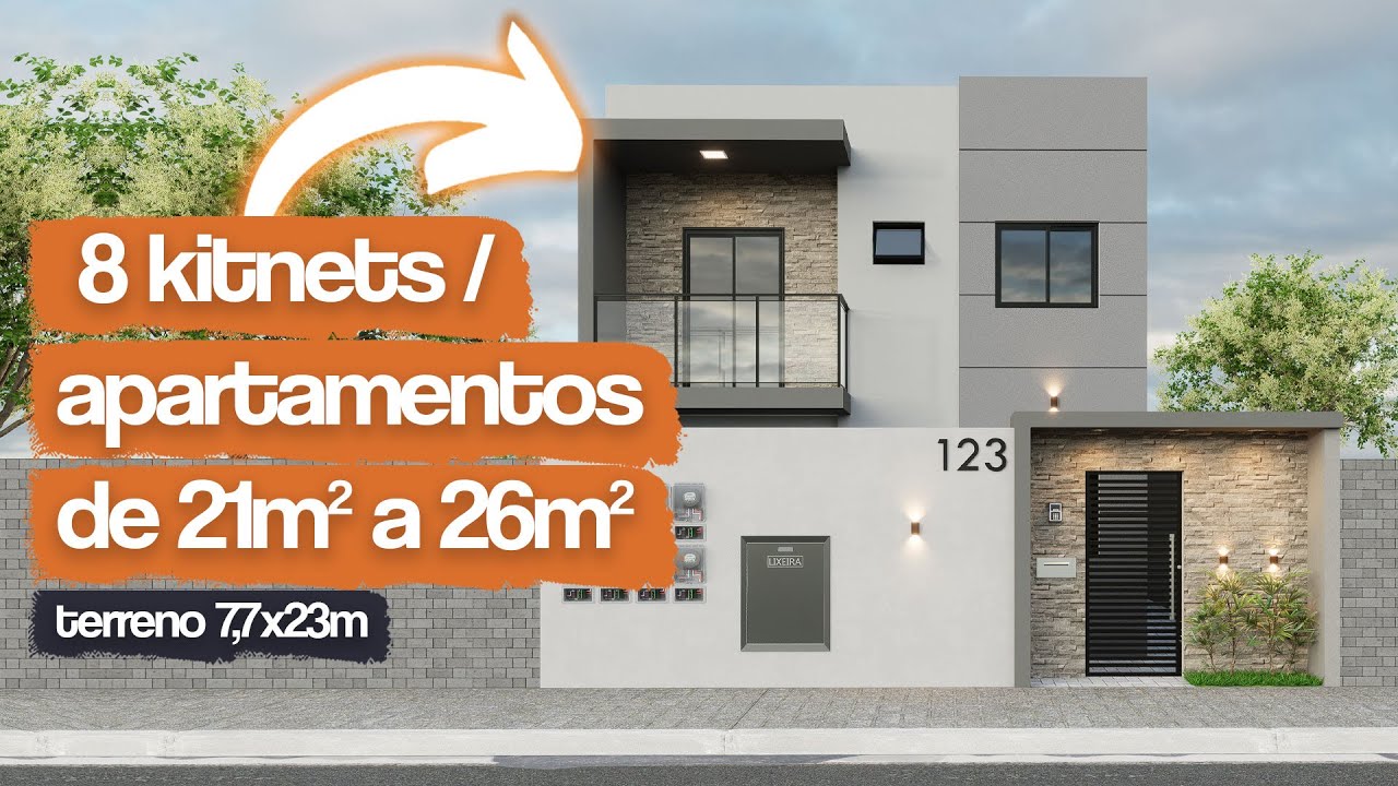 8 Kitnets de 21m² a 26m² em Terreno 7,7x23m —Aluguel fácil e rápido com unidades práticas e modernas