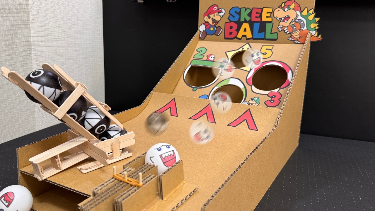 How to Make DIY Skee Ball Game with Launcher &ndash; Cardboard Craft. Tutorial