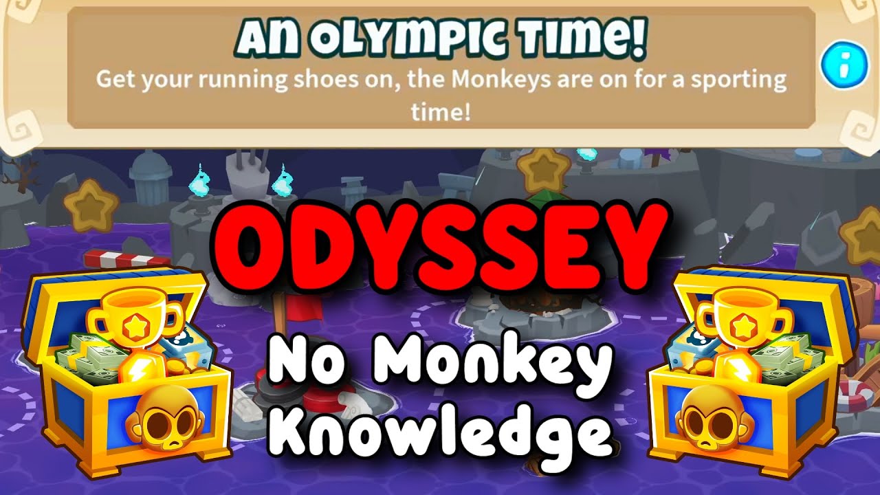 Odyssey Hard Mode | Free Hero + No Monkey Knowledge | BTD6 Tutorial | An Olympic Time!