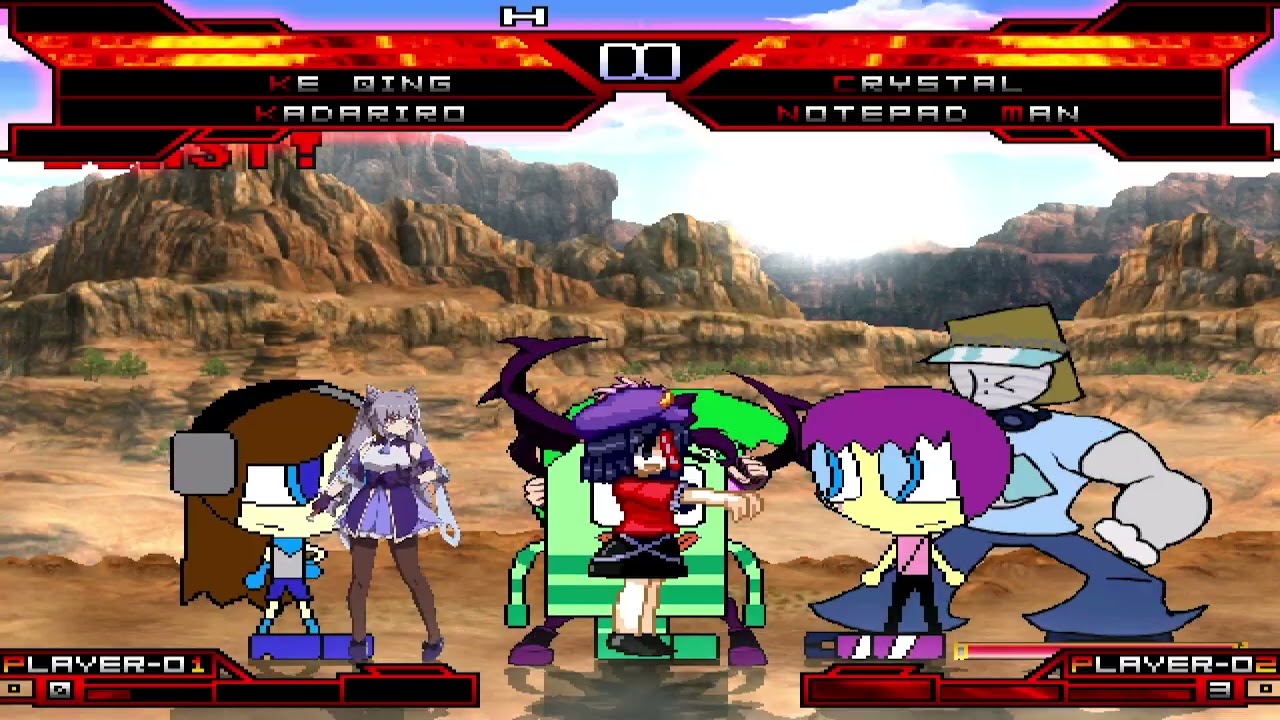 KOF MUGEN Tag Team Keqing Kadariro Yoshika Miyako Filia Medici vs Crystal Notepad Man Brobee Wak