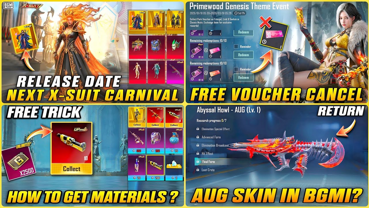 🔴 NEXT X-SUIT RELEASE DATE | FREE VOUCHER EVENT CANCEL | FREE MATTERIALS TRICK | ABBYSAL AUG RETURN✅