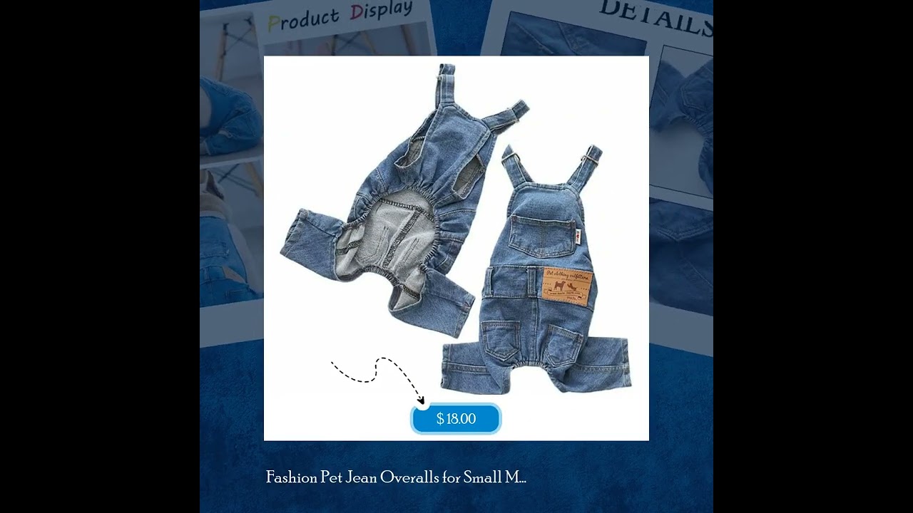 Fashion Pet Jean Overalls for Small Medium Dogs