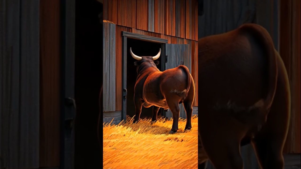 A big bull stretching & farting 