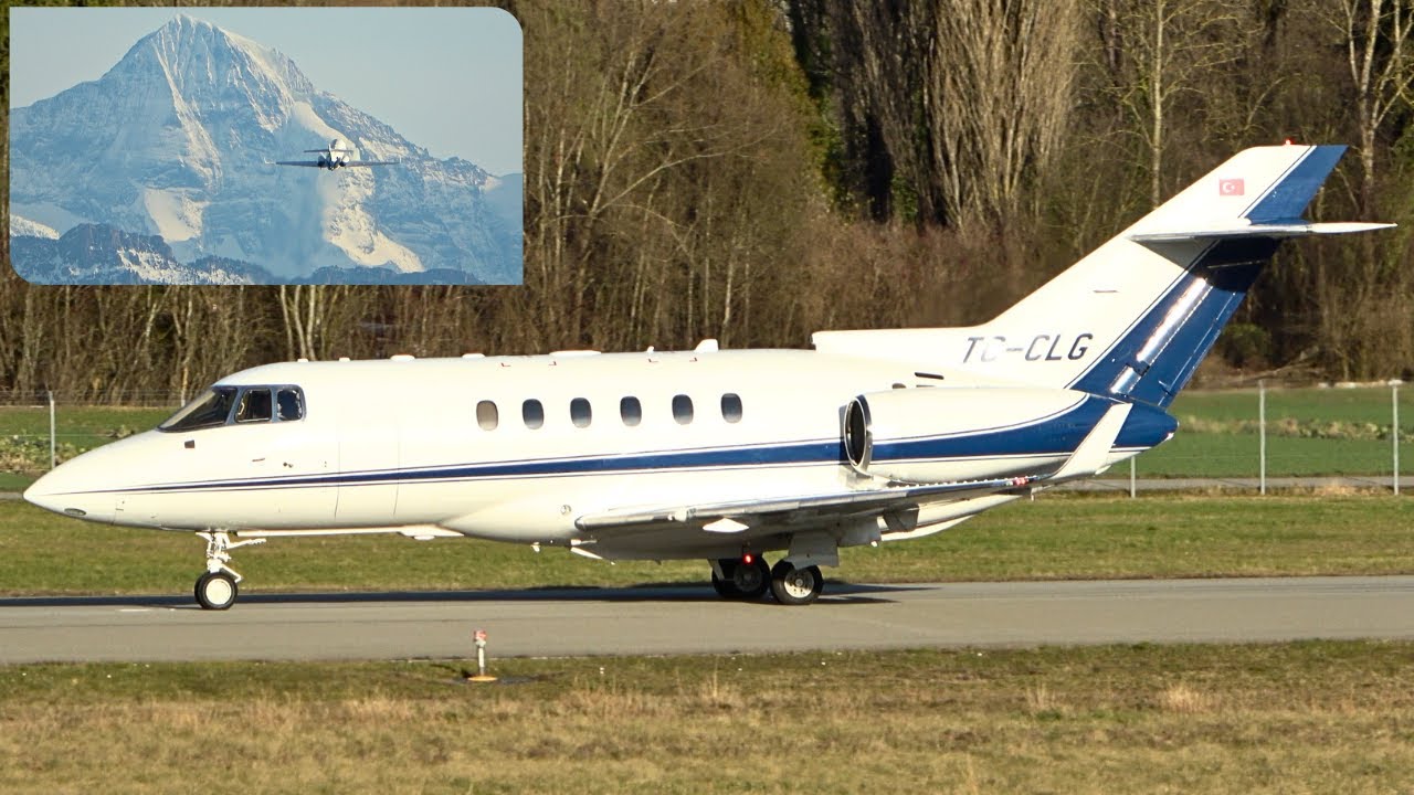 Hawker 900XP TC-CLG in Bern: Landing and Take-Off with Swiss Alps View!