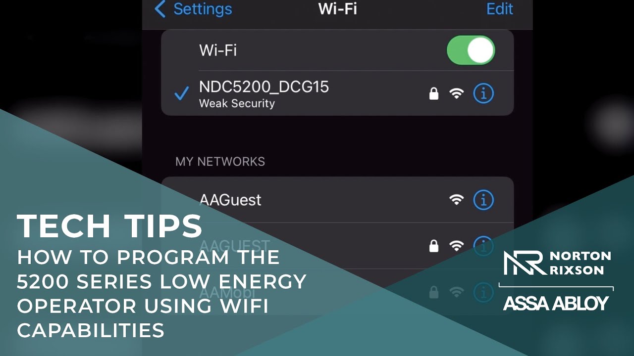 How to program the 5200 Series low energy operator using WiFi capabilities