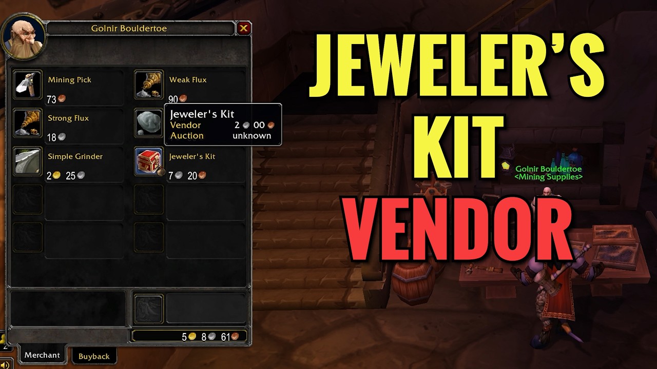 Ironforge Jeweler's Kit Vendor Location (WoW TBC)