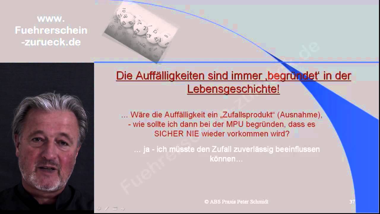 MPU-Seminar Ausschnitt 3 : Zufall ?  Der Schlüssel zur positiven MPU !