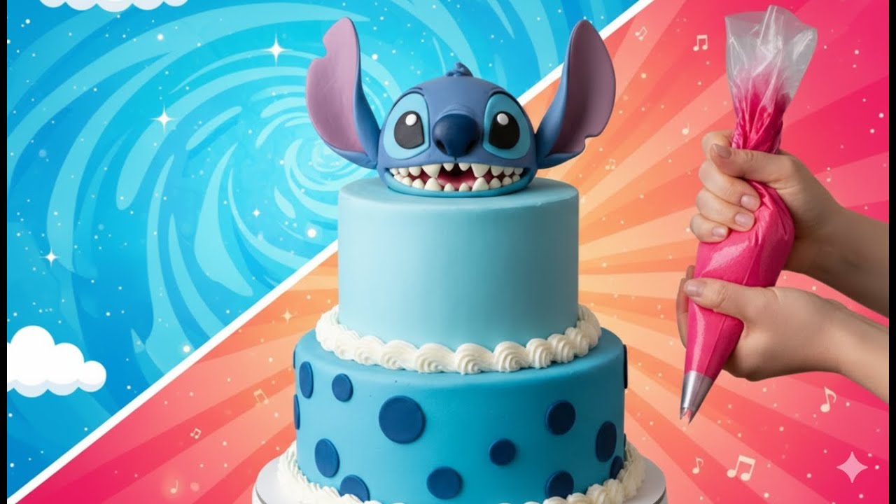 💙🎂 ¡Haz Tu Propio Pastel de Stitch! 😂 Diversión con Repostería y Decoración 🍰✨