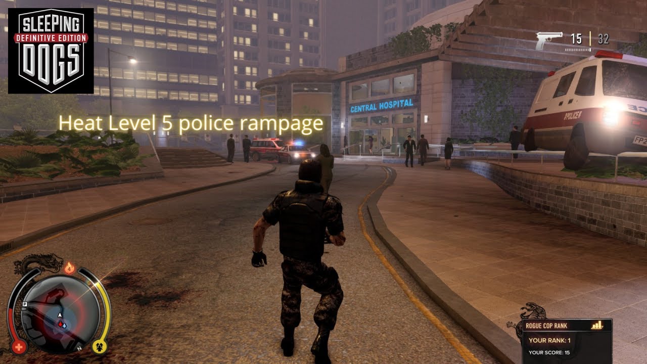 Sleeping Dogs Definitive Edition Heat Level 5 police rampage gameplay