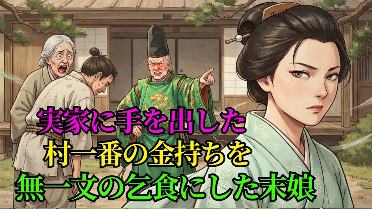 貧しい百姓の娘と見下された末娘。強欲な長者に「全財産」を差し出させた、残酷なほど鮮やかな復讐の結末。昔話