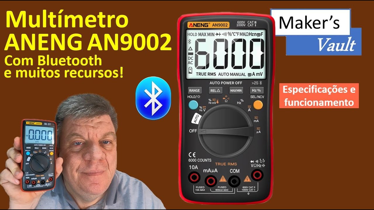 Multímetro Aneng 9002 com Bluetooth e muitos recursos - Especificações e funcionamento!