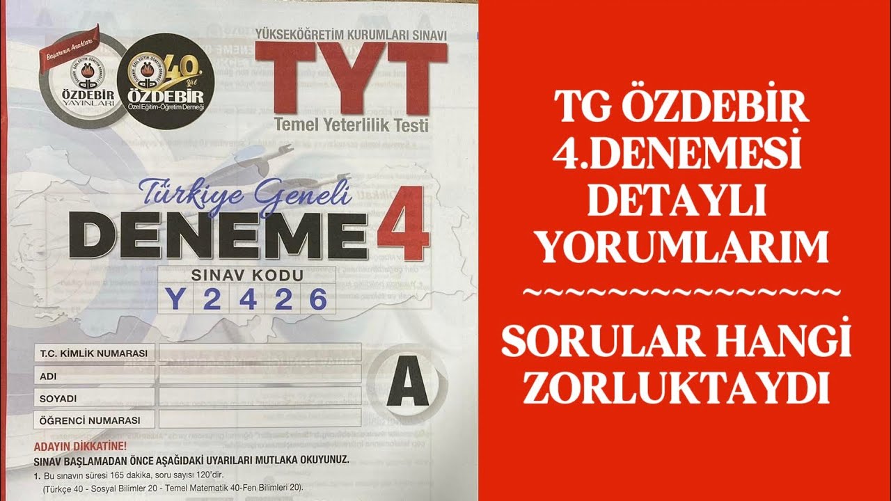 2026 &Ouml;zdebir TYT 4 T&uuml;rkiye Geneli Deneme Yorumum | Bu Seviye Neydi? #tyt #&ouml;zdebirtyt 
