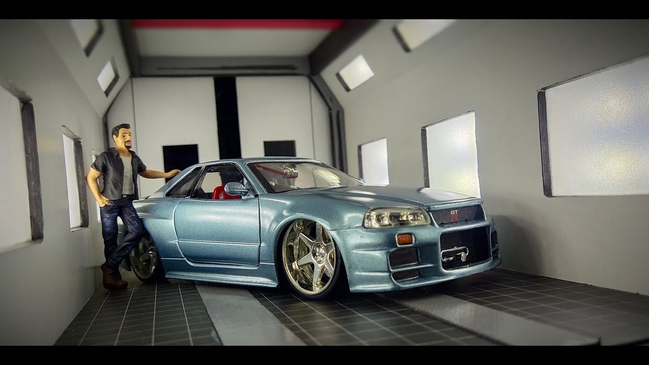 Custom Nissan GTR34 Brian Fast and Furious Turbo Charged Prelude, Jada Toys diecast scale 1/24