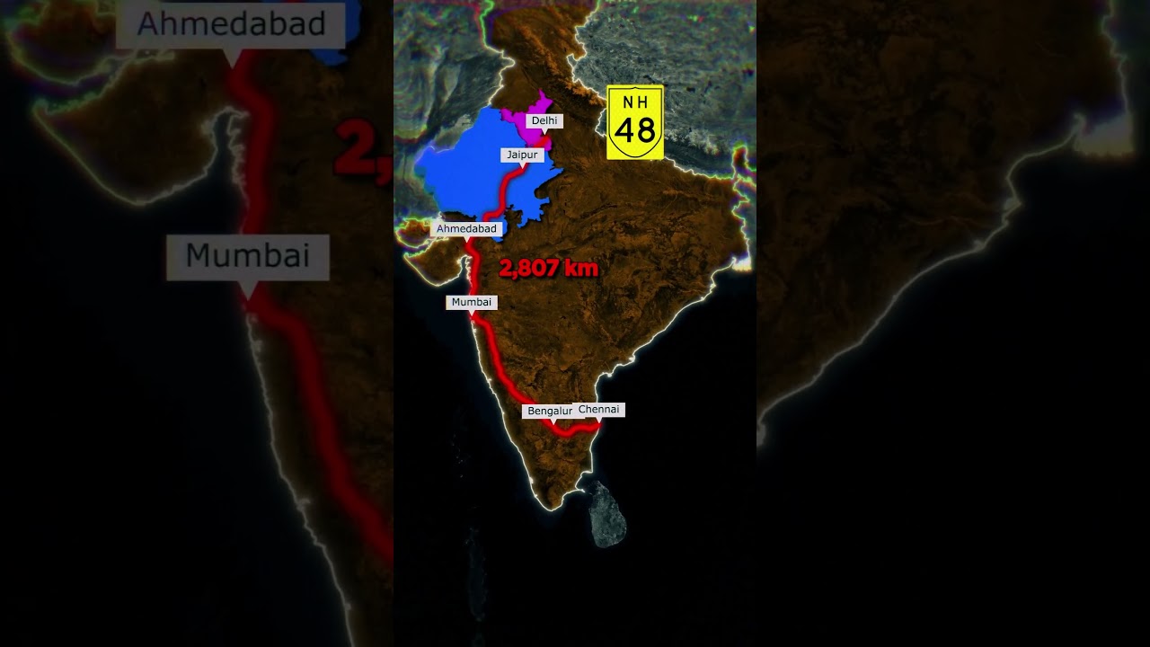 India's 3rd Longest Highway &ndash; NH 48 Detailed Route! #nh48 #geographyfacts #indianhighway #viralnow
