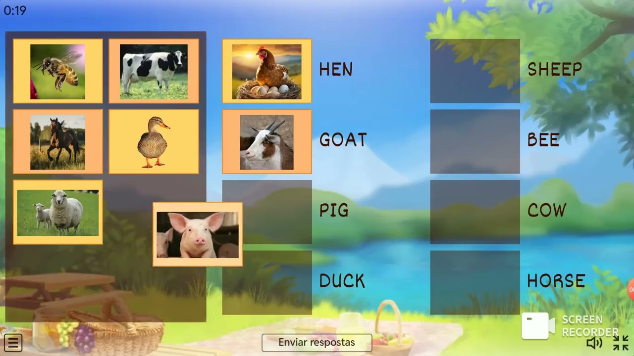 Vídeo Jogando no WordWall - Farm Animals