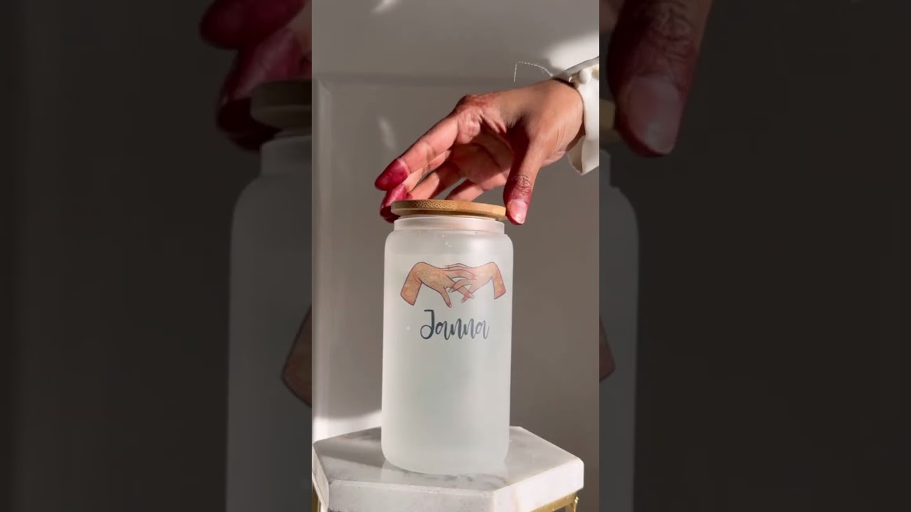 Personalised Glass Tumbler Cup with Straw