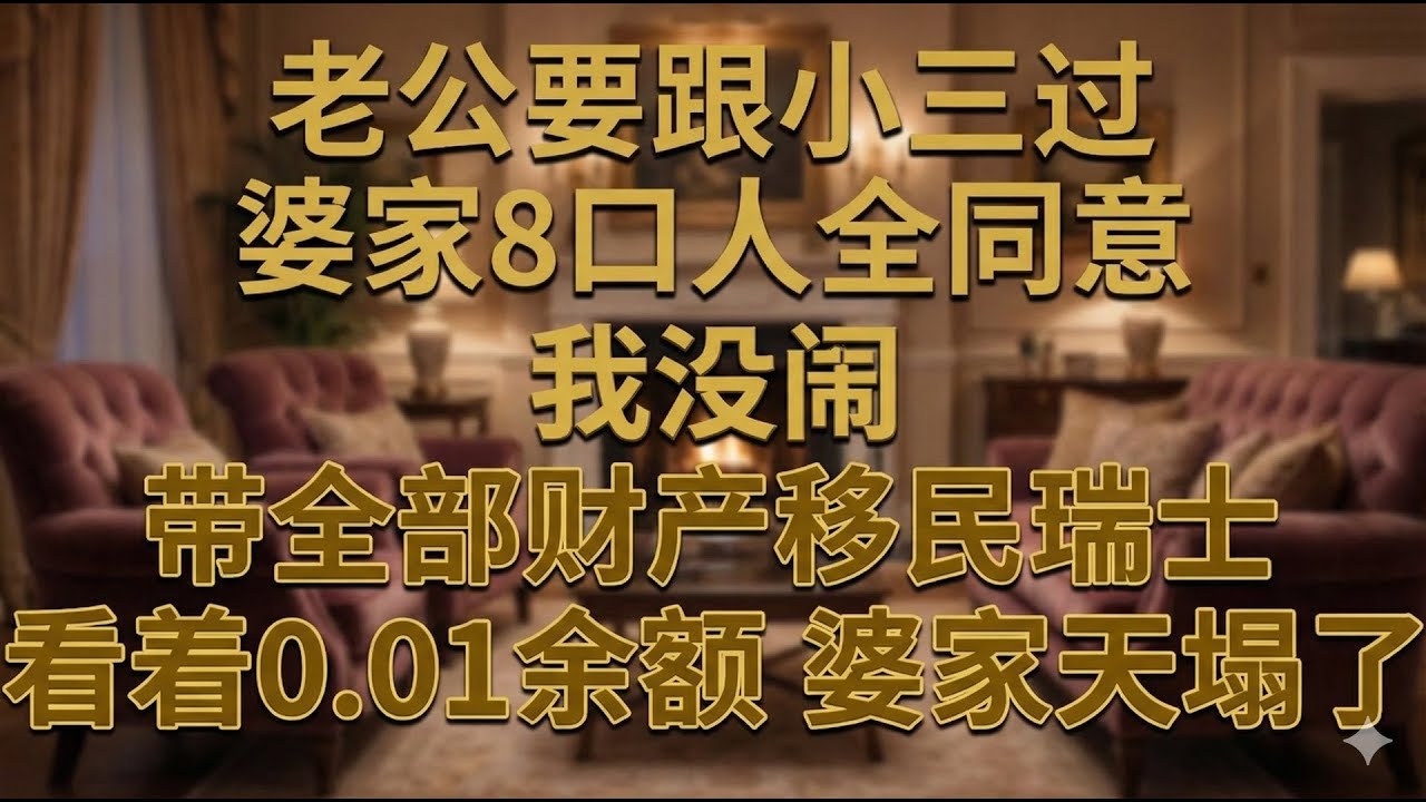 全家支持老公找小三？我帶著百億家產移民國外！看到賬戶剩一分錢，婆家全瘋了！#為人處世#生活經驗#情感故事#故事#小說#戀愛#情感#婚姻