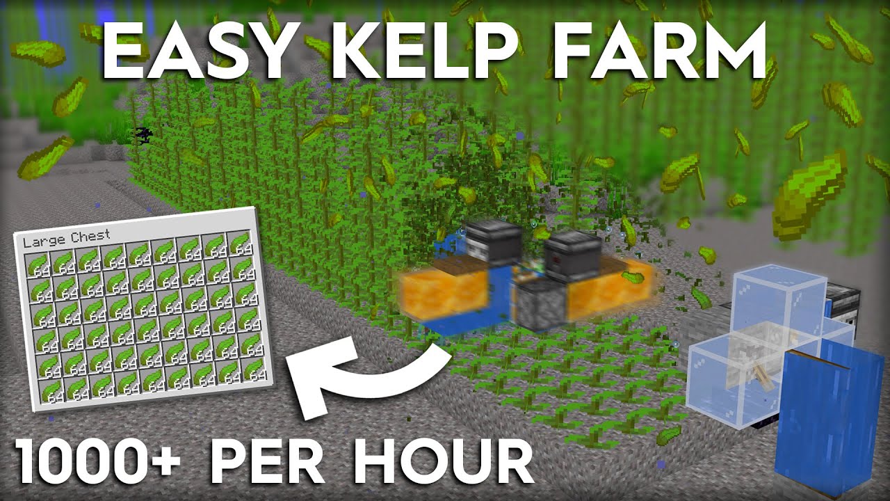 Minecraft Kelp Farm - Easy Build and Over 1000+ Kelp Per Hour