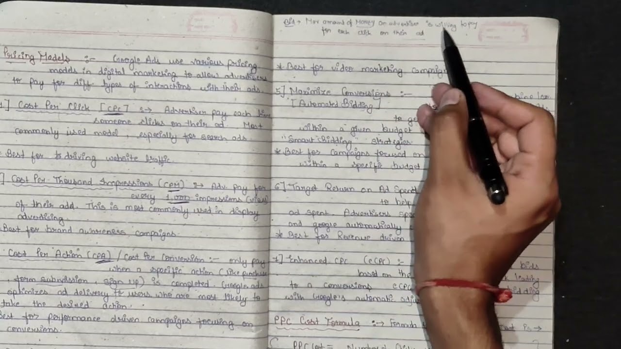 Lec 12 || Digital Marketing || Google Adwords | Basics | Types | Pricing Model | PPC Cost Formula |
