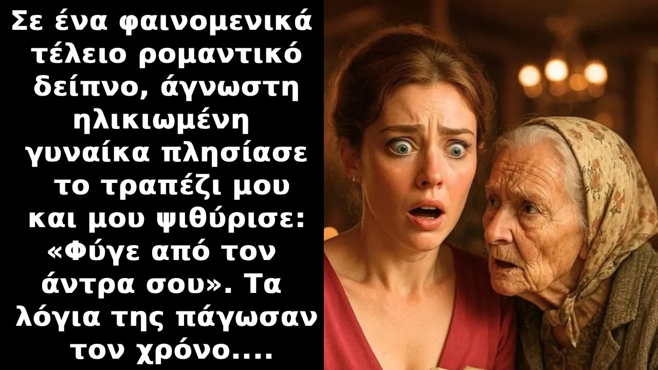 Σε ένα ρομαντικό δείπνο, ηλικιωμένη γυναίκα μου ψιθύρισε Φύγε από τον άντρα σου αλλά αυτό μετά