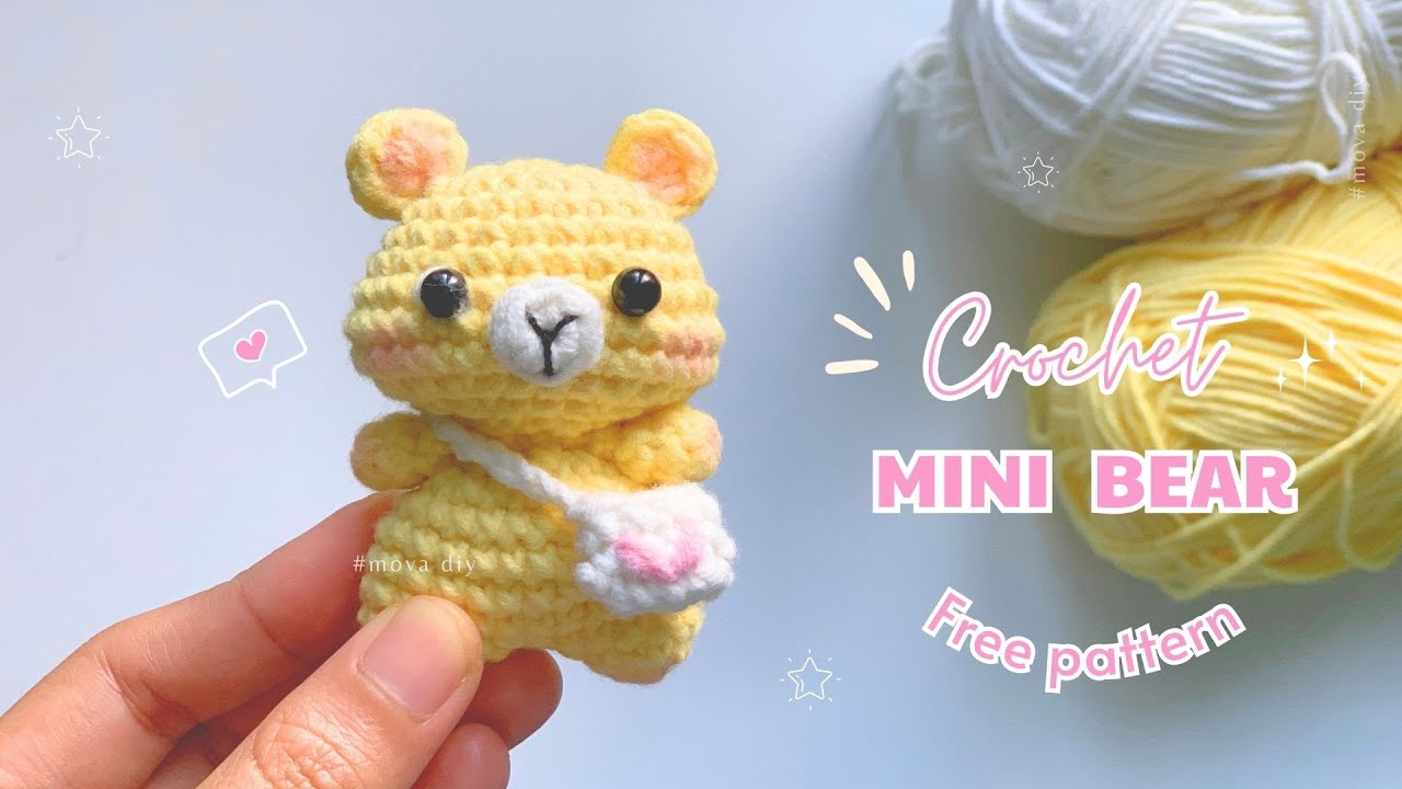 Crochet Mini Bear 🧸 Amigurumi 🧸 Easy Pattern Bear  🤍✩°｡⋆⸜ 🎧  #movadiy #crochet #crochetbear