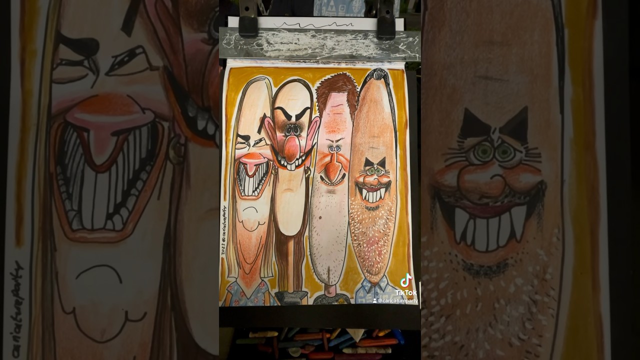 🌴Waikiki fun night with fun family! #caricature #art #funny #waikiki #hawaii #artist