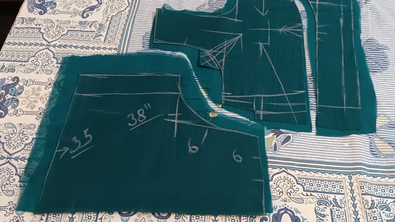 38 size belt blouse ki cutting karna / Blouse cutting with simple tips