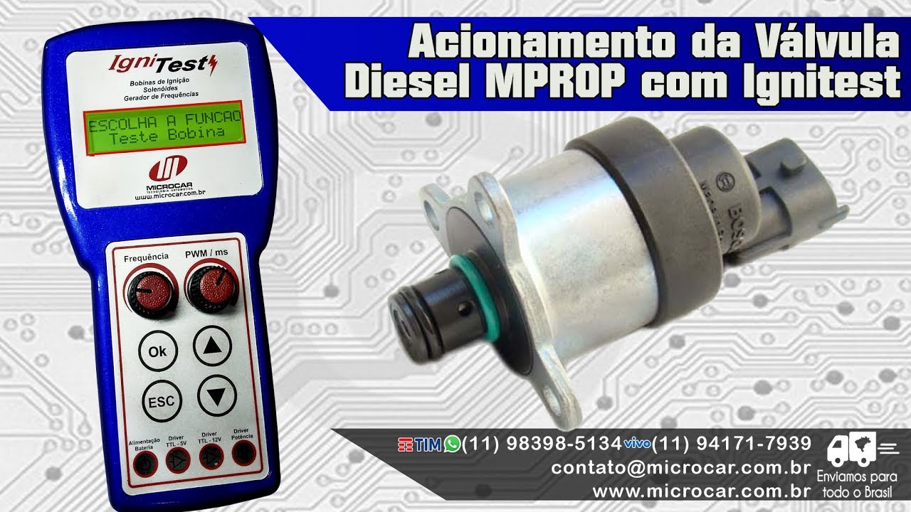 Acionamento da Válvula  Diesel MPROP com  Ignitest - Microcar