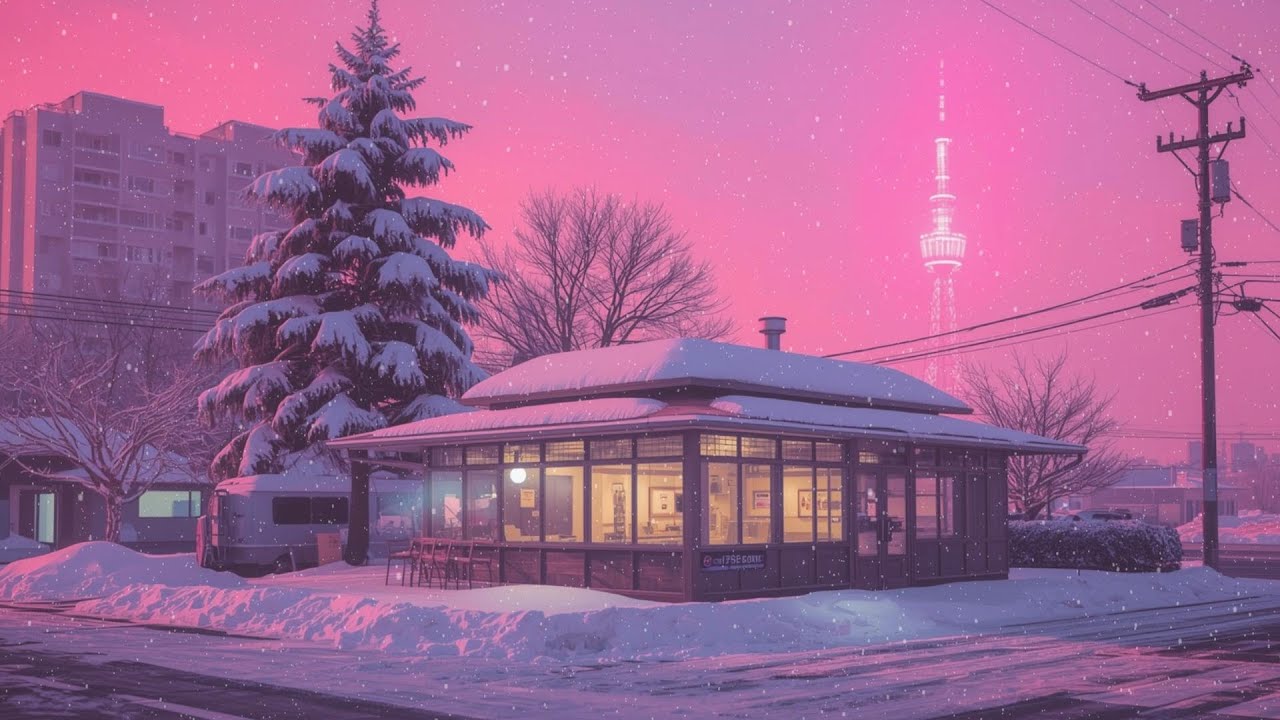 Late Night Pink Café Japan 🌸 Cozy Lofi Chill for Sleep, Focus & Relax