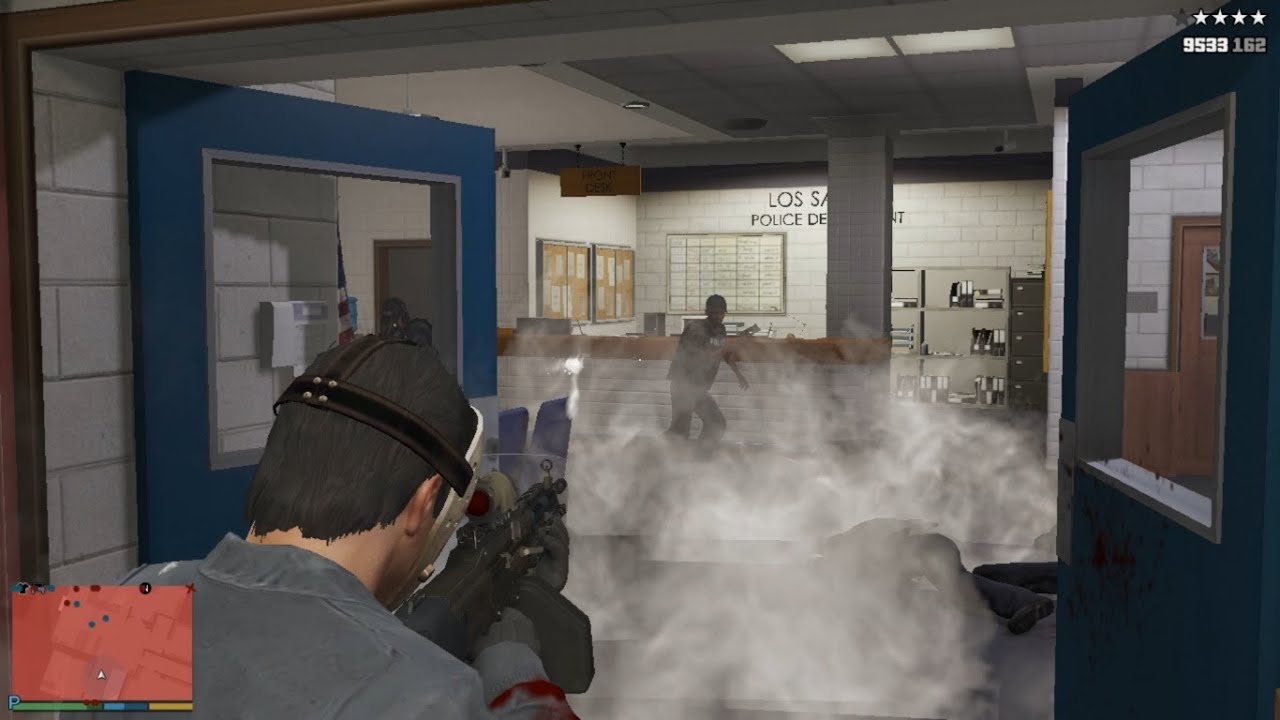 GTA V - Michael's Police Station Massacre + Epic Five Star Escape(VED 3.0.2)