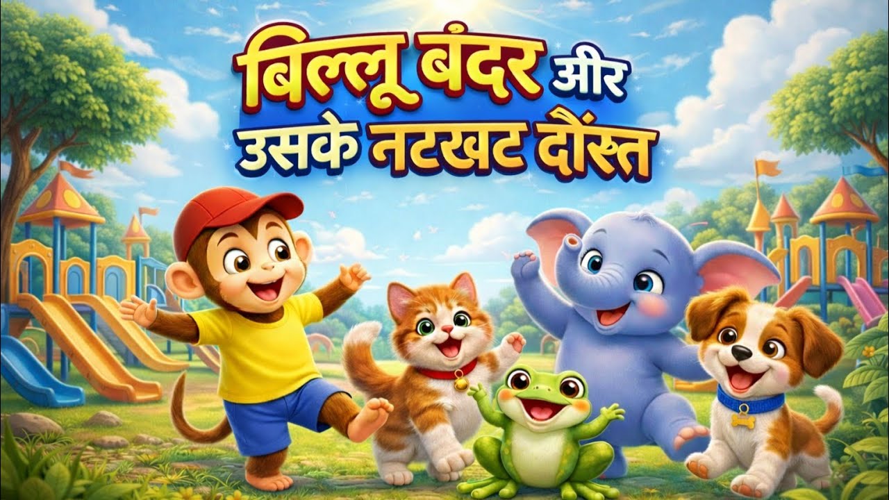 बिल्लू बंदर आया रे। हिन्दी कविता । Kids song in hindi