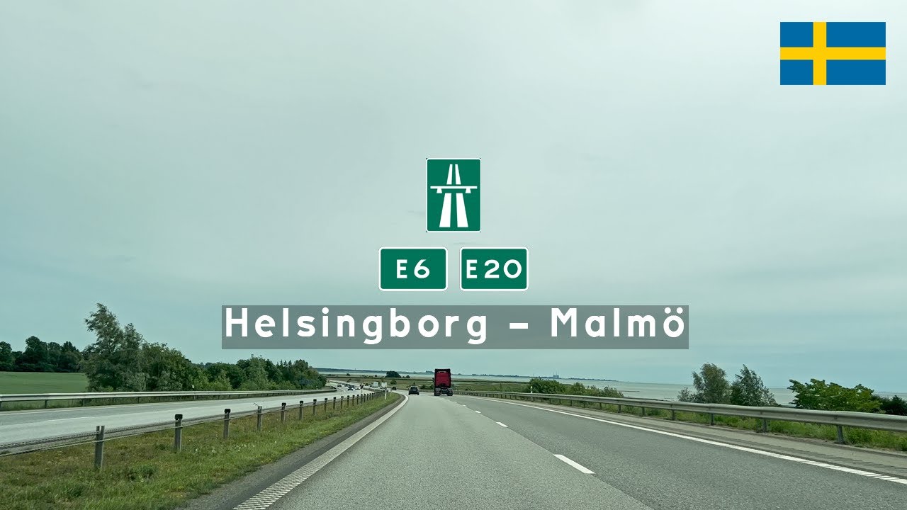 Driving in Sweden: Motorväger E6 & E20 from Helsingborg to Malmö
