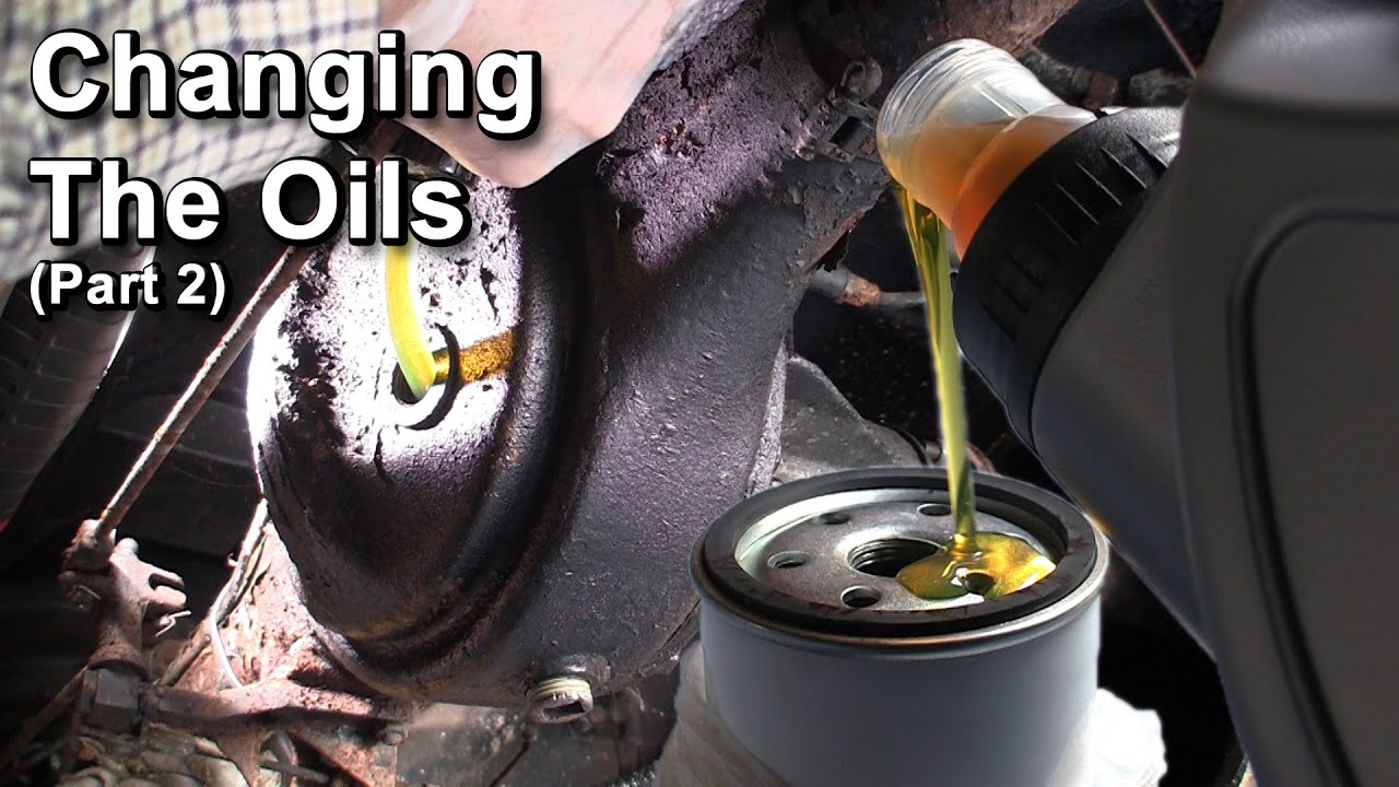 Completing the changing of the MG Midget’s oils