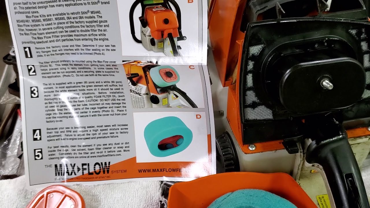 Stihl ms 660 max flo filter . (Also removed air filter baffle)