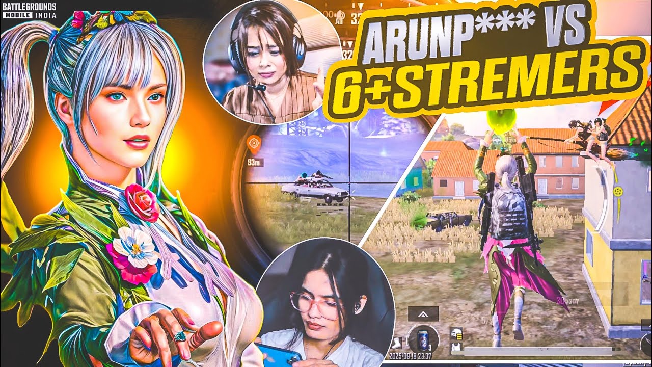 6+ Pro Streamers Shocked By ARUNP***STAR  Skills 🔱 ARUNP**STAR Vs Youtubers‎⚡