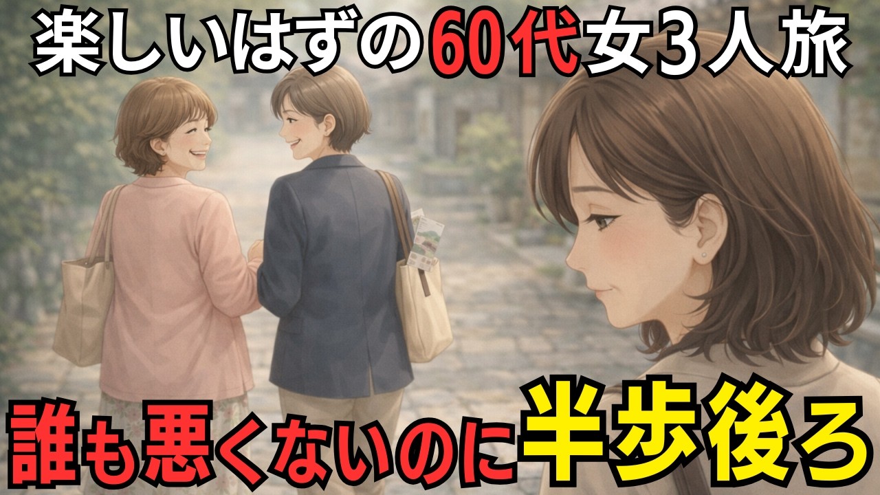 【3人の友情】楽しいはずの旅行なのに、なぜか私だけ疲れてしまう…女3人でいる時に起きる、誰にも悪気のない小さな孤立の切ない違和感【シニア女性・女友達・人間関係】