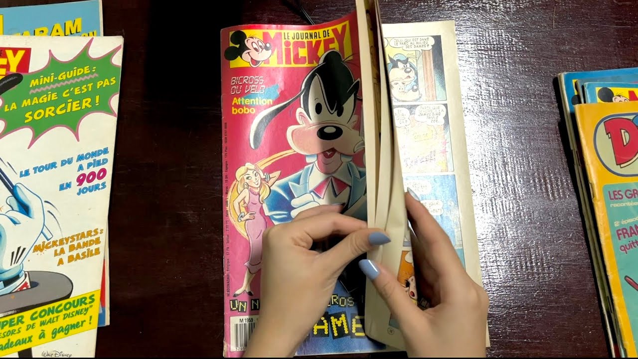 Page Turning ASMR: Flipping Through Le Journal de Mickey 🐭 | For Sleep, Relax, Study (No Talking)