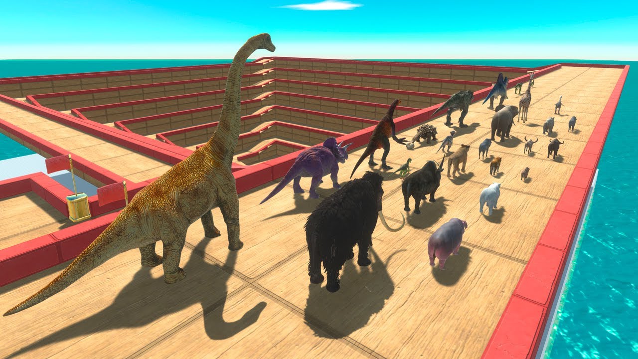 Dinosaurs vs Mammals: Up & Down Spiral Race - Animal Revolt Battle Simulator