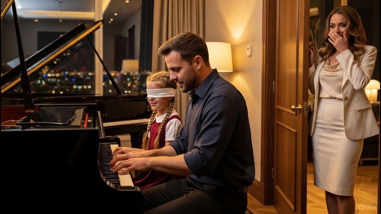 Un conserje padre soltero tocó el piano con una niña ciega, sin saber que su madre, directora