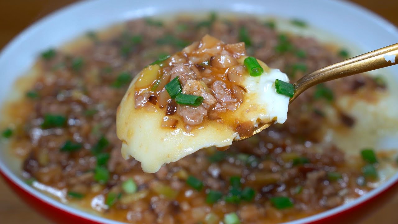 把豆腐拍碎，打几个鸡蛋，教你不一样的神仙吃法，鲜嫩爽滑，细腻入味好吃，香#like #cooking #recipe #美食分享