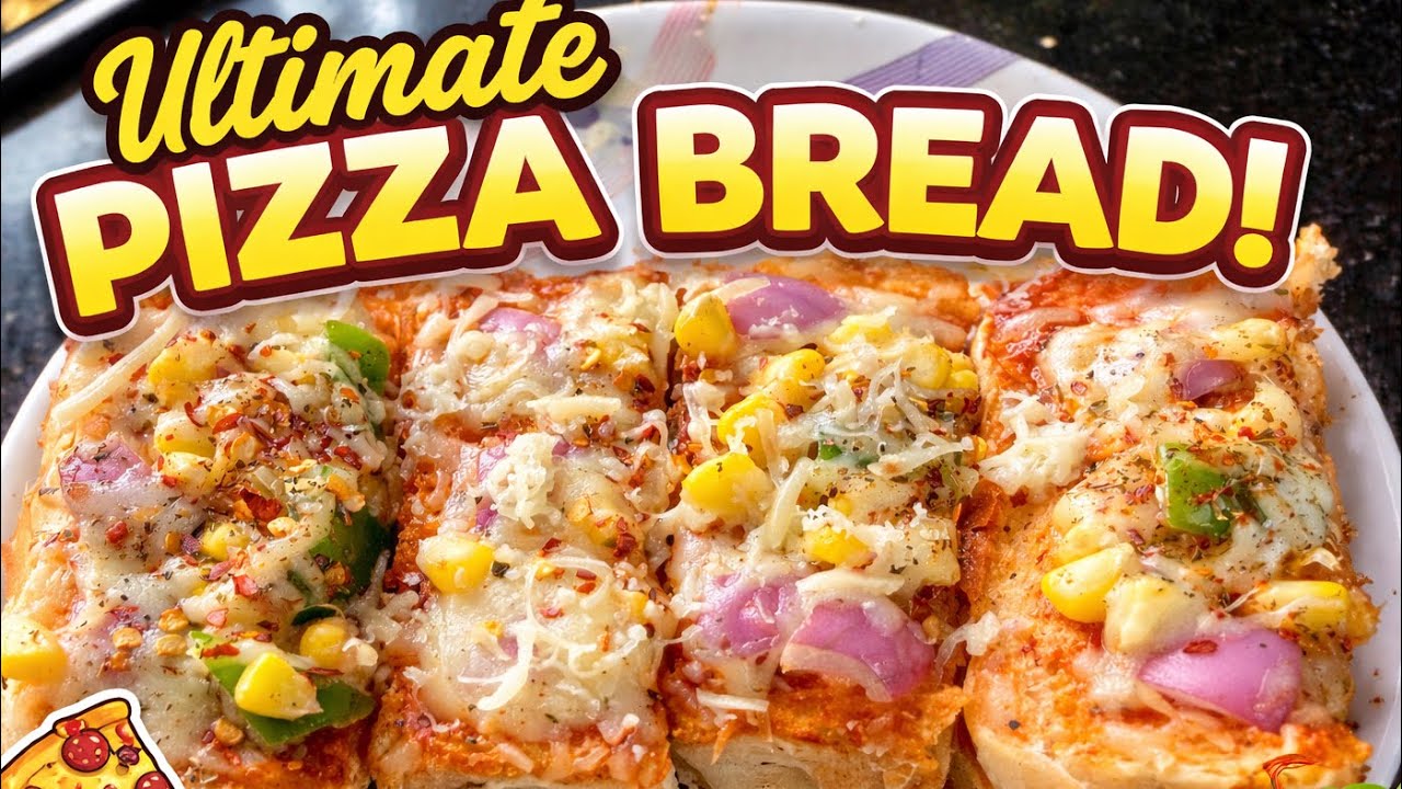 No Oven Pizza Bread Recipe 🔥 So Cheesy & Crispy!”