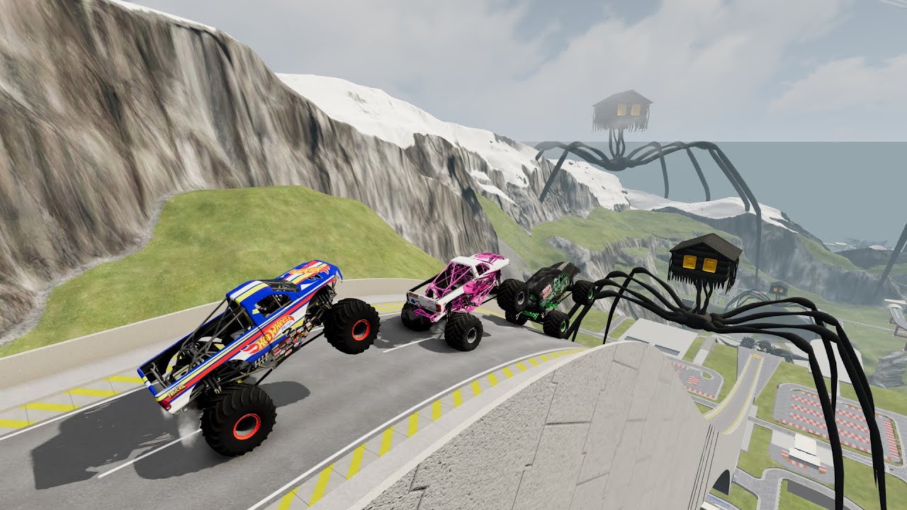 Crazy Cars Crashes VS House Head and Choo Choo Charles - BeamNG Drive