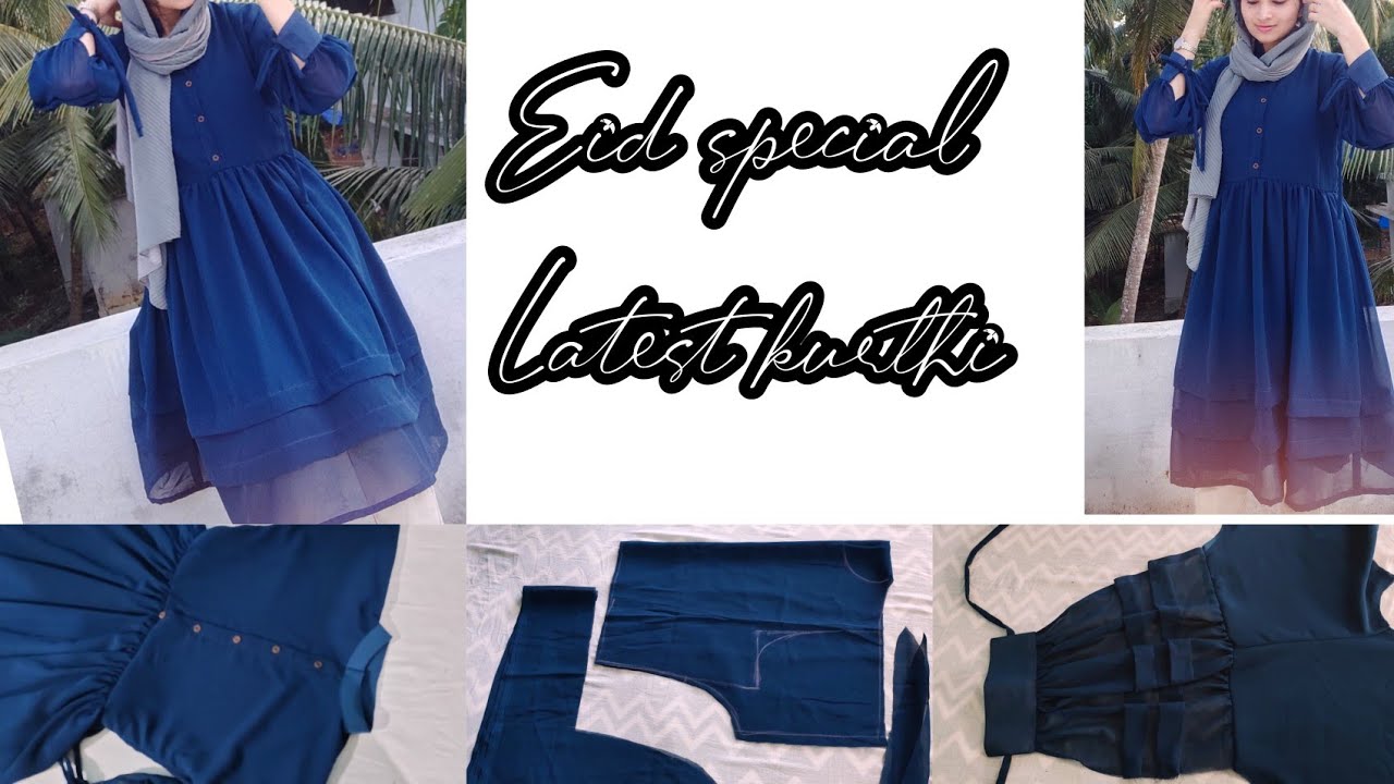 DIY : Latest designer kurthi/ modern frill sleeve / Eid outfit ideas
